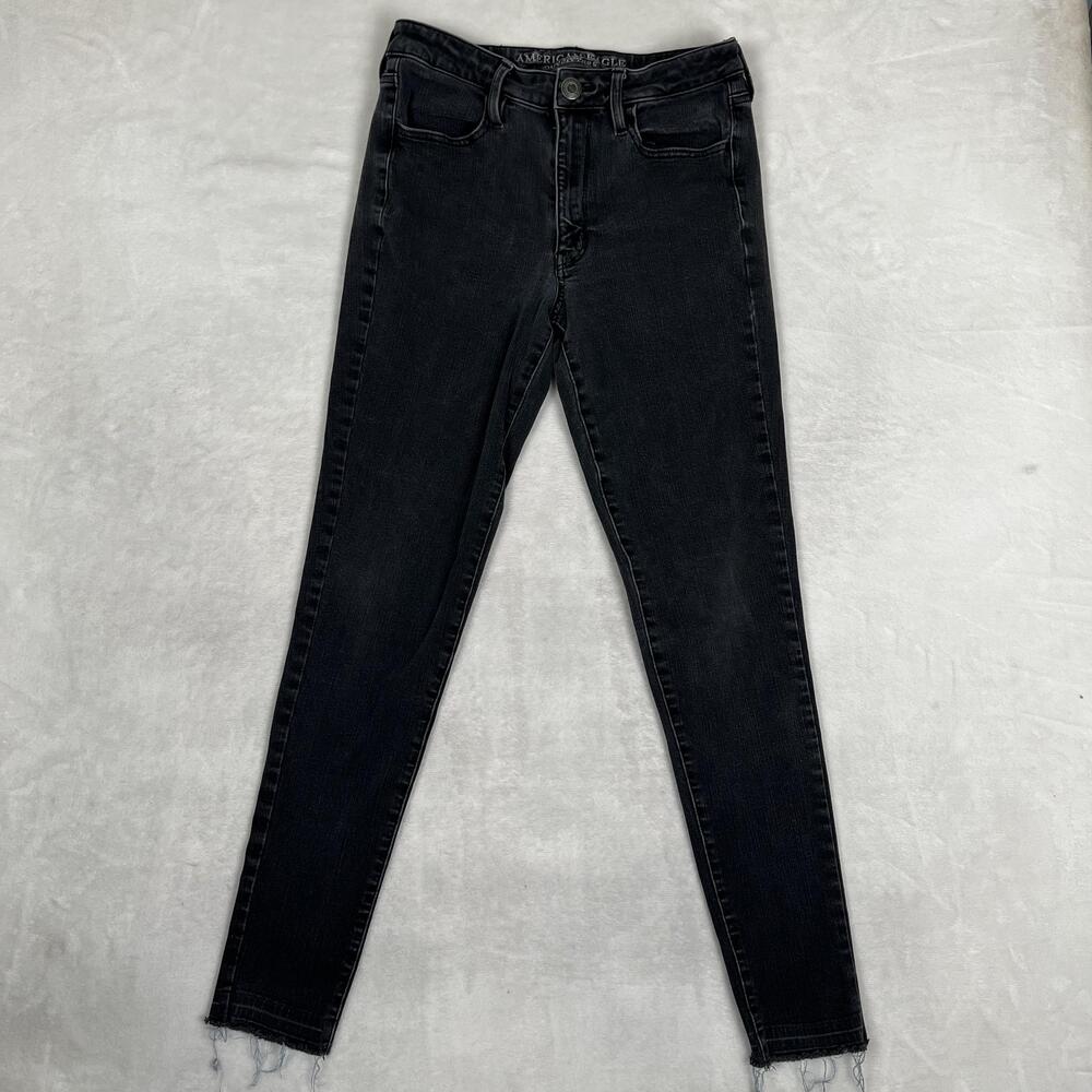 American Eagle Super Hi-Rise Jegging Jeans Womens 6 Long Charcoal Stretch Denim